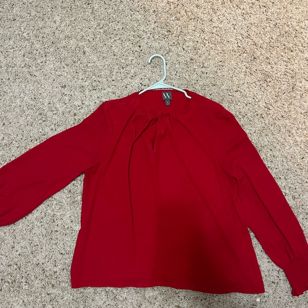 Red Long Sleeve Blouse Womens
